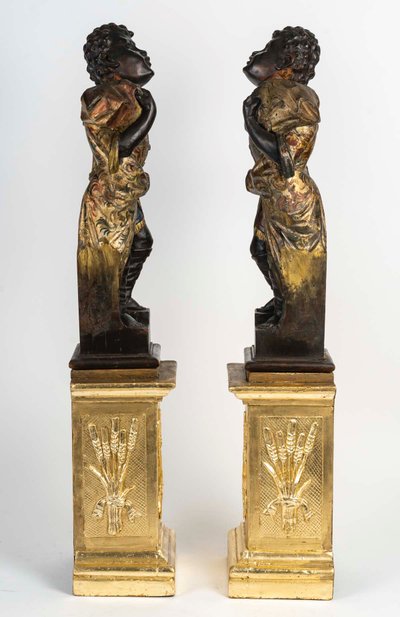 A Pair Of Carved And Gilt Wood Nubian Sculptures, early 19th Century