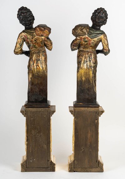 A Pair Of Carved And Gilt Wood Nubian Sculptures, early 19th Century