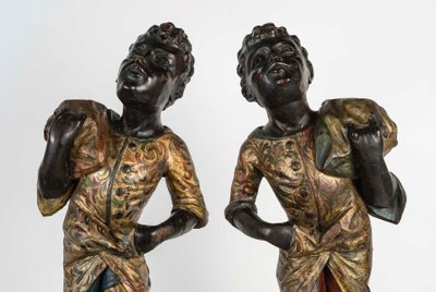 A Pair Of Carved And Gilt Wood Nubian Sculptures, early 19th Century