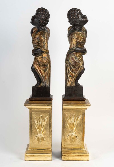 A Pair Of Carved And Gilt Wood Nubian Sculptures, early 19th Century