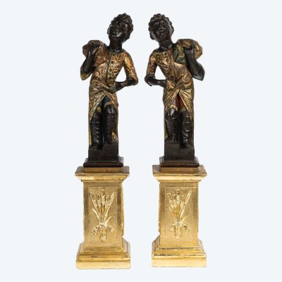 A Pair Of Carved And Gilt Wood Nubian Sculptures, early 19th Century