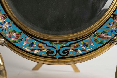 Specchio in bronzo dorato e smalto cloisonné, XIX secolo