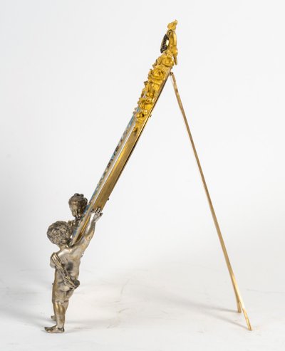 Specchio in bronzo dorato e smalto cloisonné, XIX secolo