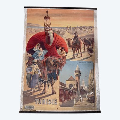 Hugo d’Alesi - La Tunisie Affiche Entoilée Voyages Circa 1892