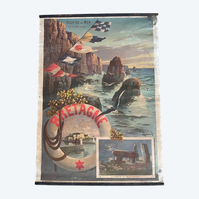 Hugo d'Alesi - La Bretagne Belle Île en Mer (Bretagna, una bella isola in mare) Poster Entoilée Voyages Circa 1890