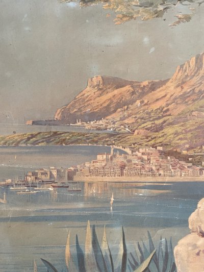 Hugo d’Alesi - Menton Côte d’Azur Affiche Entoilée Voyages Circa 1890