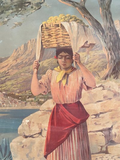 Hugo d’Alesi - Menton Côte d’Azur Affiche Entoilée Voyages Circa 1890