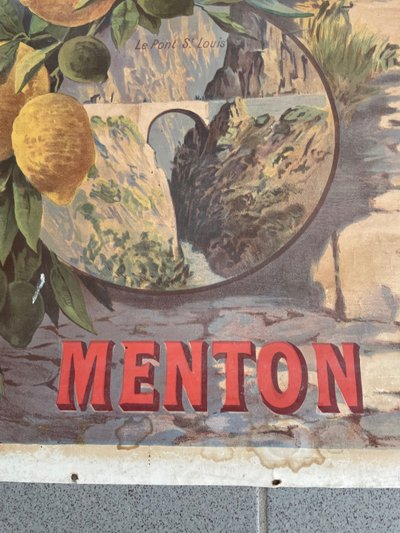 Hugo d’Alesi - Menton Côte d’Azur Affiche Entoilée Voyages Circa 1890