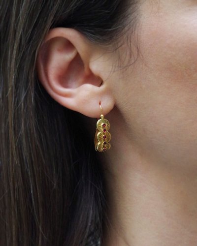 Boucles d’oreille régionales briquet en or 18k, poissardes anciennes, boucles anciennes 