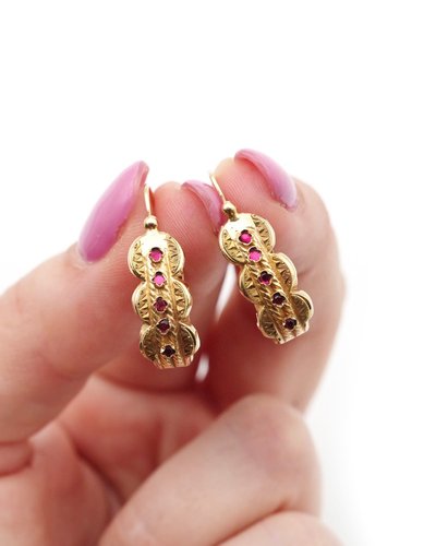 Boucles d’oreille régionales briquet en or 18k, poissardes anciennes, boucles anciennes 