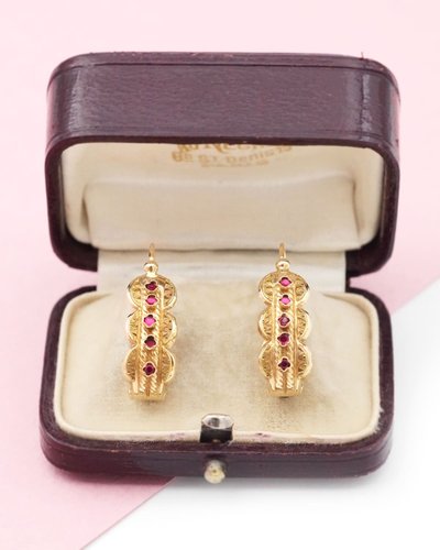 Boucles d’oreille régionales briquet en or 18k, poissardes anciennes, boucles anciennes 