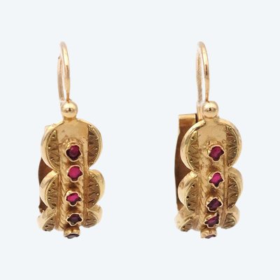 Boucles d’oreille régionales briquet en or 18k, poissardes anciennes, boucles anciennes 