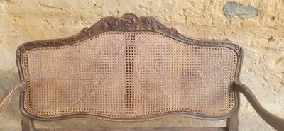 Louis XV rattan cane bench, 19th century