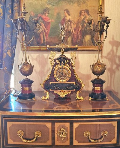 19th century Etruscan style mantel set Henri Picard