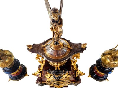 19th century Etruscan style mantel set Henri Picard