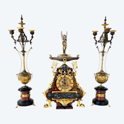19th century Etruscan style mantel set Henri Picard