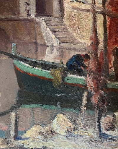 Pittura HSP Pierre MANDONNET (1891-1970) "Le miroir aux oiseaux - Martigues" (Lo specchio degli uccelli - Martigues)
