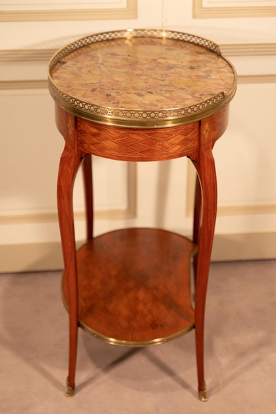 Transition style coffee table in rosewood marquetry