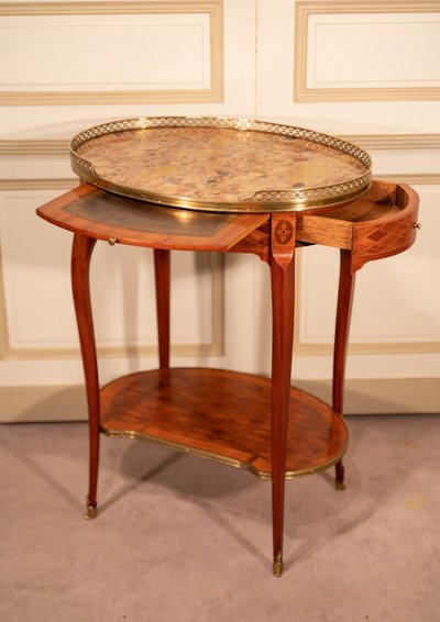 Transition style coffee table in rosewood marquetry