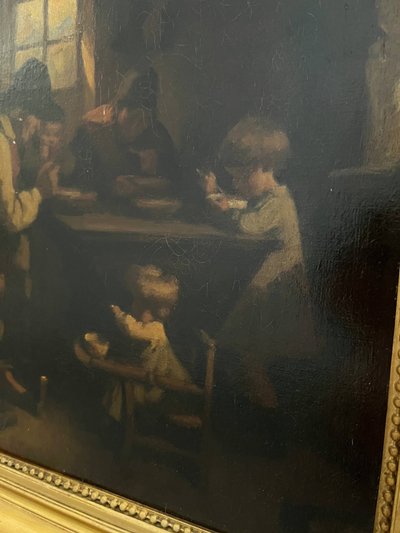 Tableau HST "Le Grand Père" par Édouard D'APVRIL (1843-1928) + cadre