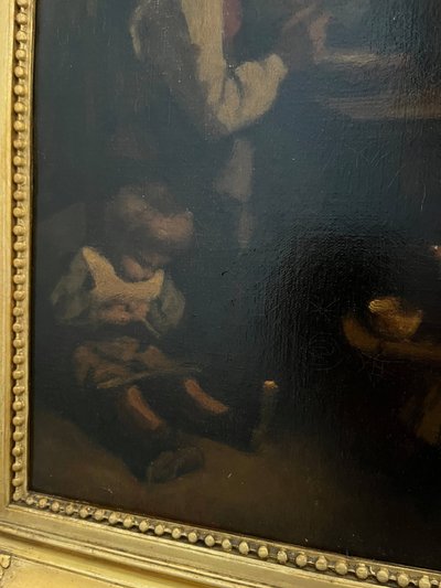 Tableau HST "Le Grand Père" par Édouard D'APVRIL (1843-1928) + cadre