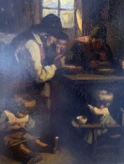Tableau HST "Le Grand Père" par Édouard D'APVRIL (1843-1928) + cadre