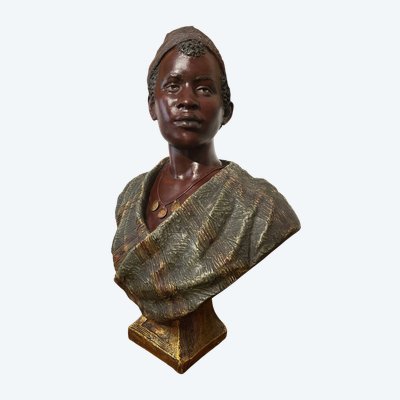 Buste d'un jeune Maure signé de Friedrich GOLDSCHEIDER (1845-1897)