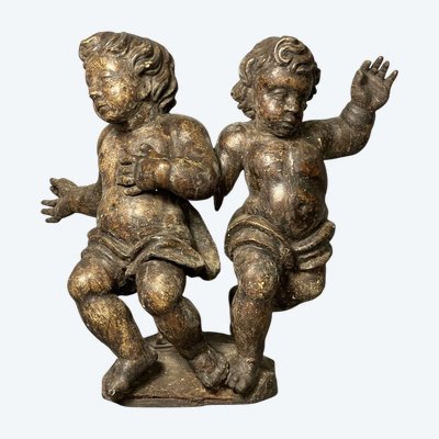 Putti, cherubs in carved wood Baroque period