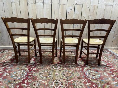 Série de 4 chaises paillées 