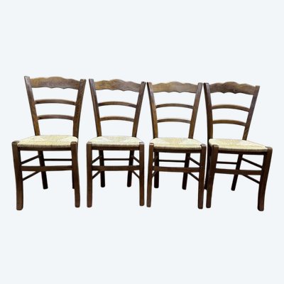Série de 4 chaises paillées 
