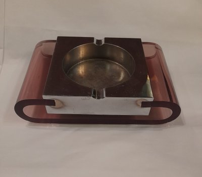 Cendrier plexi et chrome par Michel Dumas circa 1970