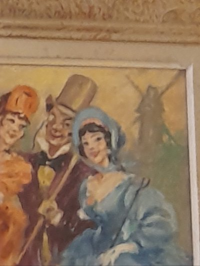 Marcel Bloch huile sur panneau élégantes retour du moulin rouge