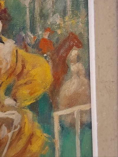 Marcel Bloch Öl auf Leinwand Elegantinnen auf der Rennbahn