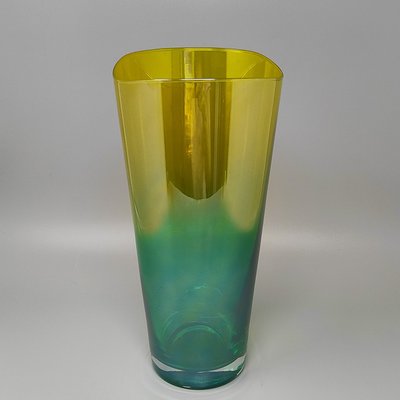 Vase de luxe vert et jaune en verre de Murano fabriqué à la main dans les années 1970 par Ca dei Vetrai. Fabriqué en Italie