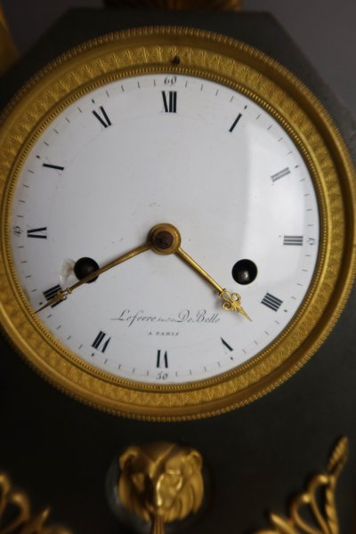 pendule bronze doré signée lefevre successeur de De Belle
