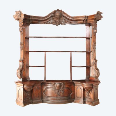 Bedeutendes Bücherregal aus Eiche, Louis XV, wiederverwendet aus dem 18. Jahrhundert