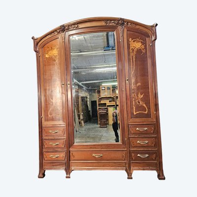 Armoire Art Nouveau Ecole de Nancy "Aux Roses"