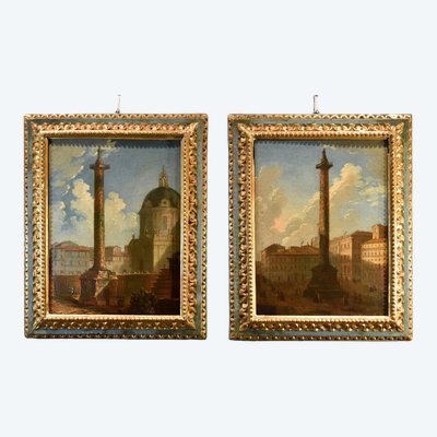 Coppia di vedute di Roma , Antonio Joli (Modena, 1700 – Napoli, 1777)