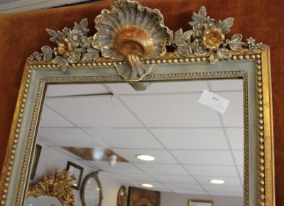 71 X 221 cm, Très grand miroir étroit d'entre-deux XIXème