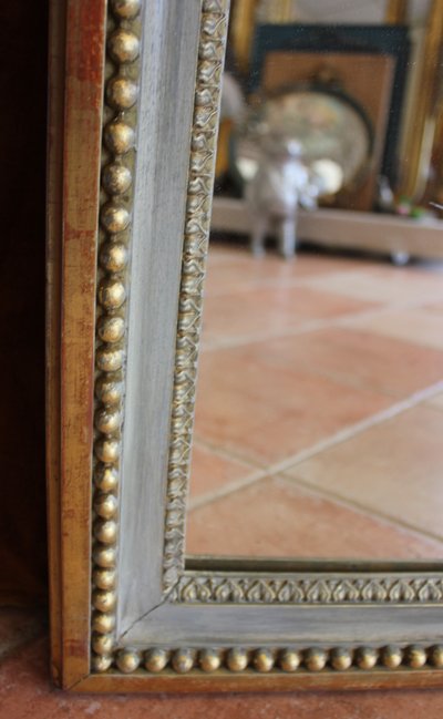 71 X 221 cm, Très grand miroir étroit d'entre-deux XIXème