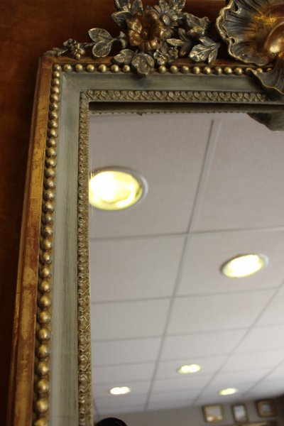 71 X 221 cm, Très grand miroir étroit d'entre-deux XIXème