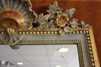 71 X 221 cm, Très grand miroir étroit d'entre-deux XIXème