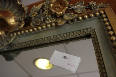 71 X 221 cm, Très grand miroir étroit d'entre-deux XIXème