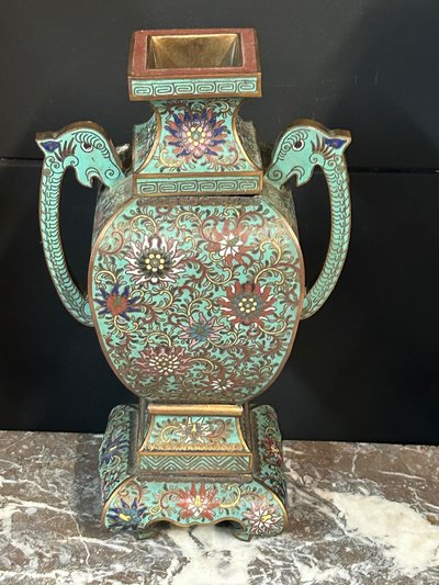 Cloisonné enamel vase, Chinese work, late 19th century - enamel - China H 34 cm