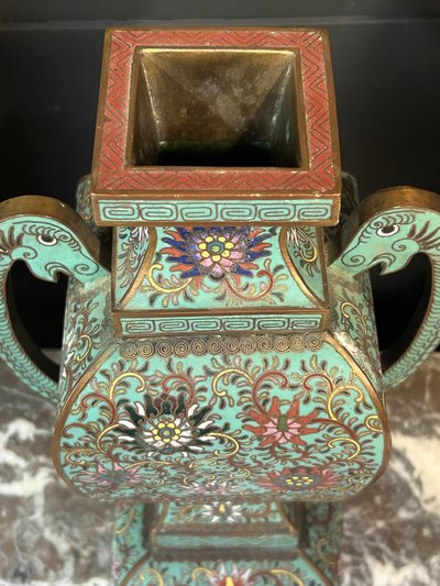 Cloisonné enamel vase, Chinese work, late 19th century - enamel - China H 34 cm