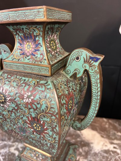 Cloisonné enamel vase, Chinese work, late 19th century - enamel - China H 34 cm