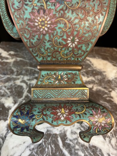 Cloisonné enamel vase, Chinese work, late 19th century - enamel - China H 34 cm