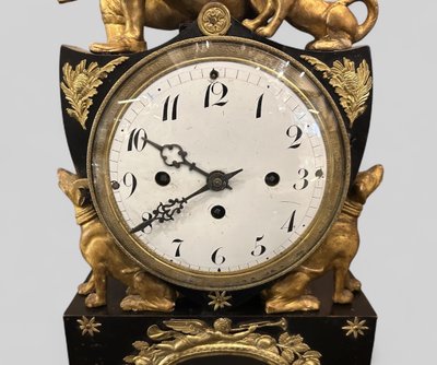 Austrian clock in lacquered and gilded wood, early 19th century - Vienna - Austria - Empire H 50 cm