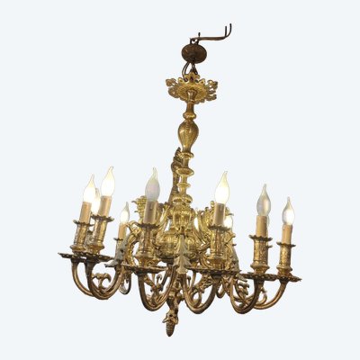 Lampadario in ottone massiccio con decorazione a chimera