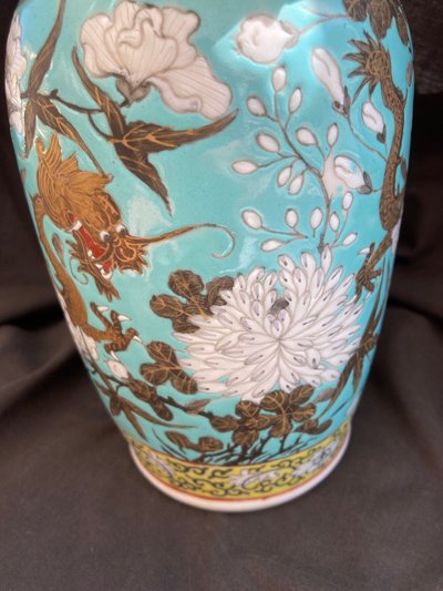 Dayazhai famille rose porcelain vase with dragons